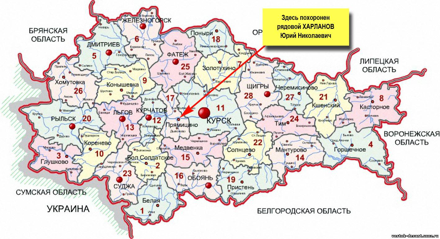 Суджа Курская область на карте. Карта Курской области.