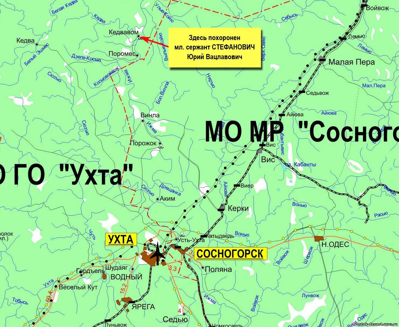 Ухта Республика Коми на карте России